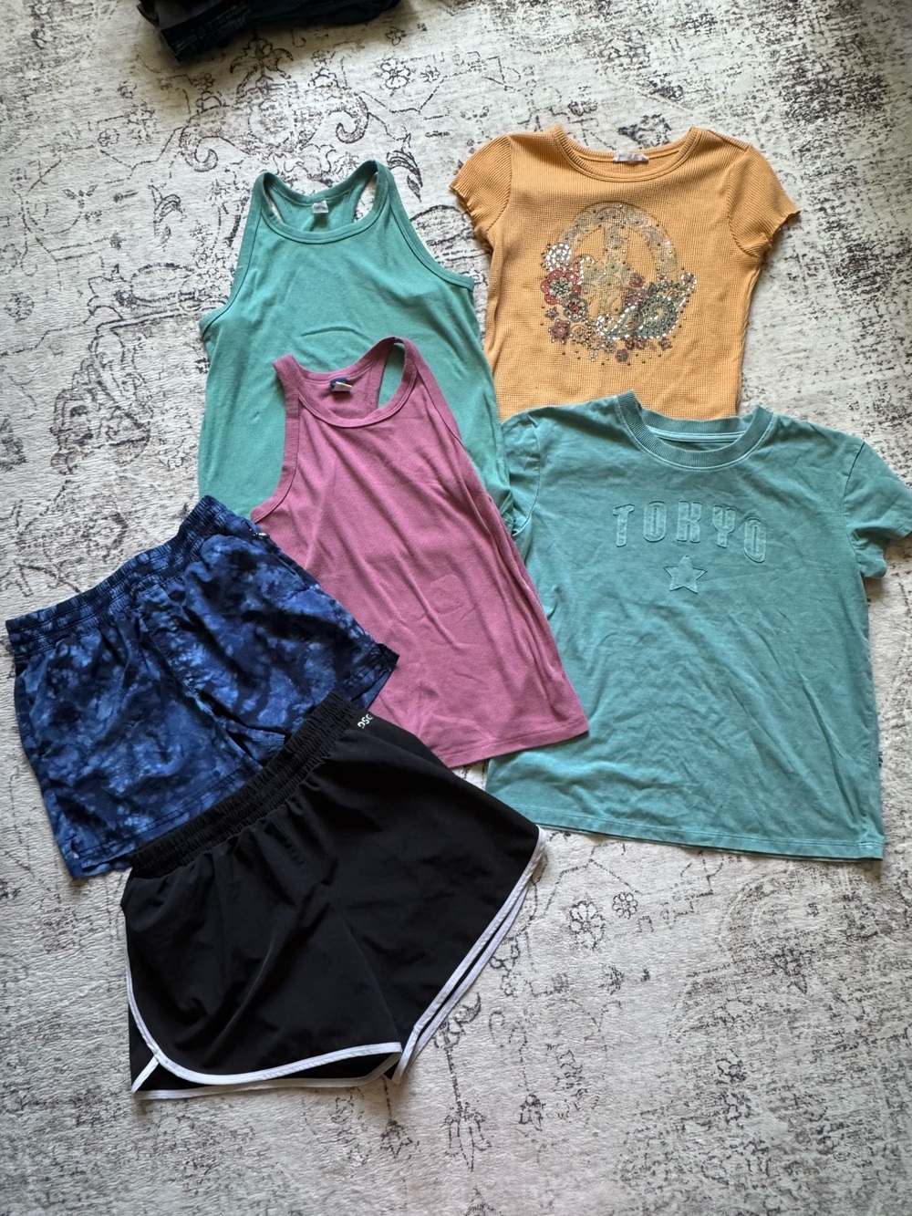 Old Navy Girls Mixed Tank & Tee Set - Teal, Pink, Yellow, Blue, Black